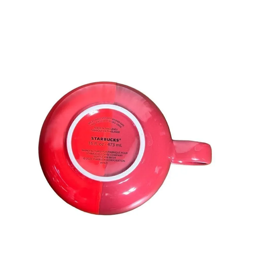 Starbucks 2021 Holiday Red Color Dip 16oz Coffee Mug Soup Bowl